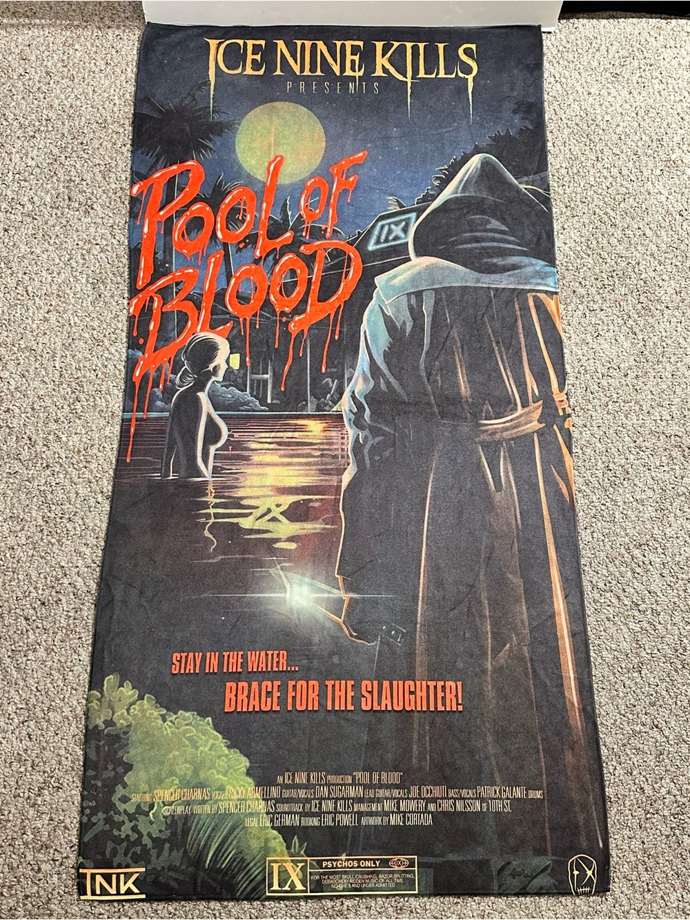 Ice Nine Kills 'Pool of Blood' Beach Towel - Rare Official Metal Tour Merch